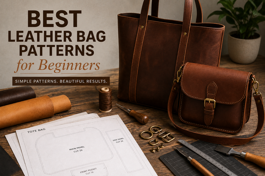 Beginner leather bag patterns with printable templates and a handmade tote bag